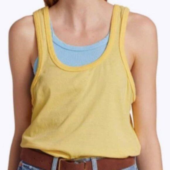 Redone Relaxed Cotton Beach Tank Yellow M - Picture 3 of 7